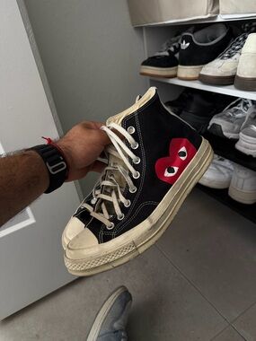 Comme des Garçons PLAY x Converse Black High-Top Sneakers with Red Heart